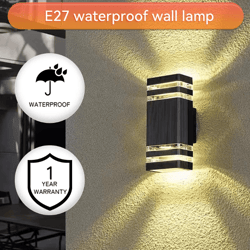 modern waterproof led outdoor wall light with e27 base – up down exterior wall sconce