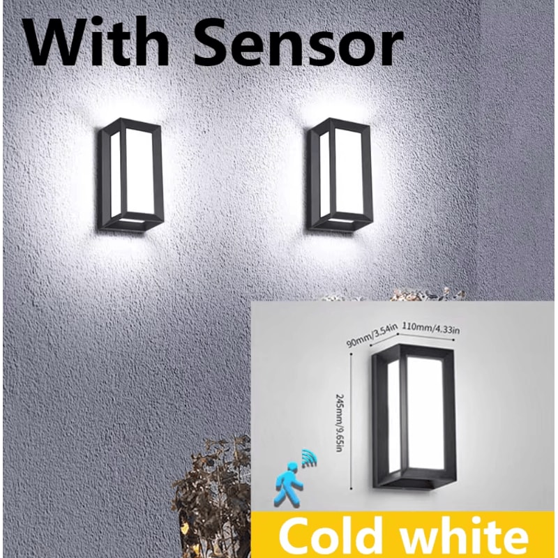 Outdoor LED Motion Sensor Wall Light Waterproof 16W30W Smart Porch Garden Lamp 5