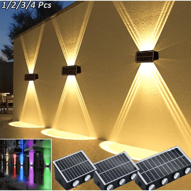Solar Powered Up Down LED Wall Spotlight Waterproof Garden Balcony Outdoor Light 1