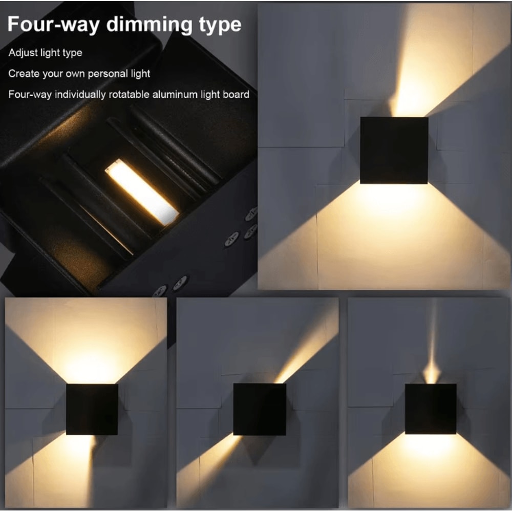 Modern IP65 Waterproof LED Wall Sconce Adjustable Up Down Outdoor Porch Light 12W 0