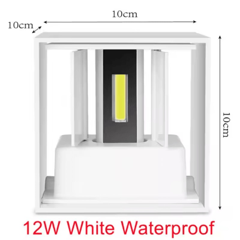 Modern IP65 Waterproof LED Wall Sconce Adjustable Up Down Outdoor Porch Light 12W 6