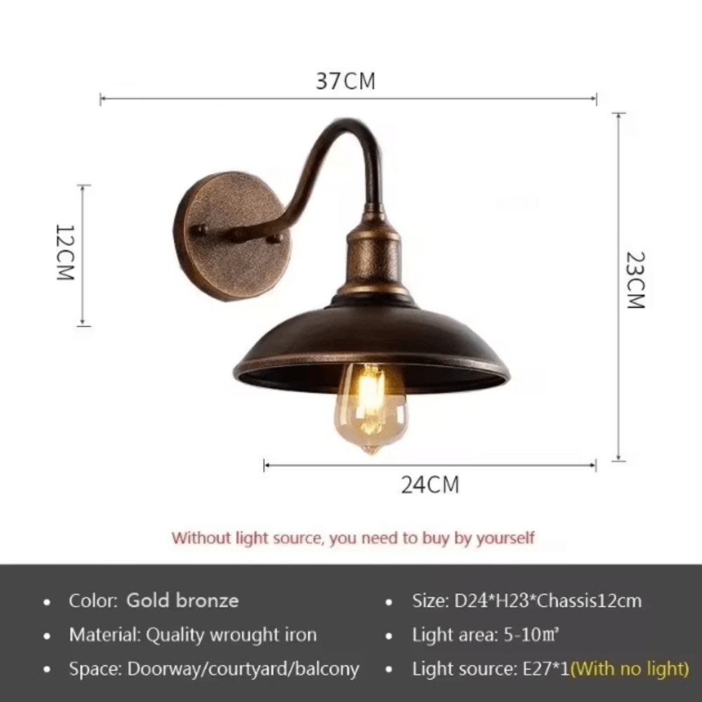 Retro Waterproof Outdoor Wall Lamp With E27 Base Vintage Garden Porch Lighting Fixture 3
