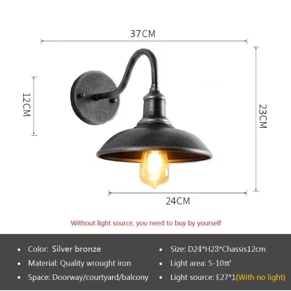 Retro Waterproof Outdoor Wall Lamp With E27 Base Vintage Garden Porch Lighting Fixture 6