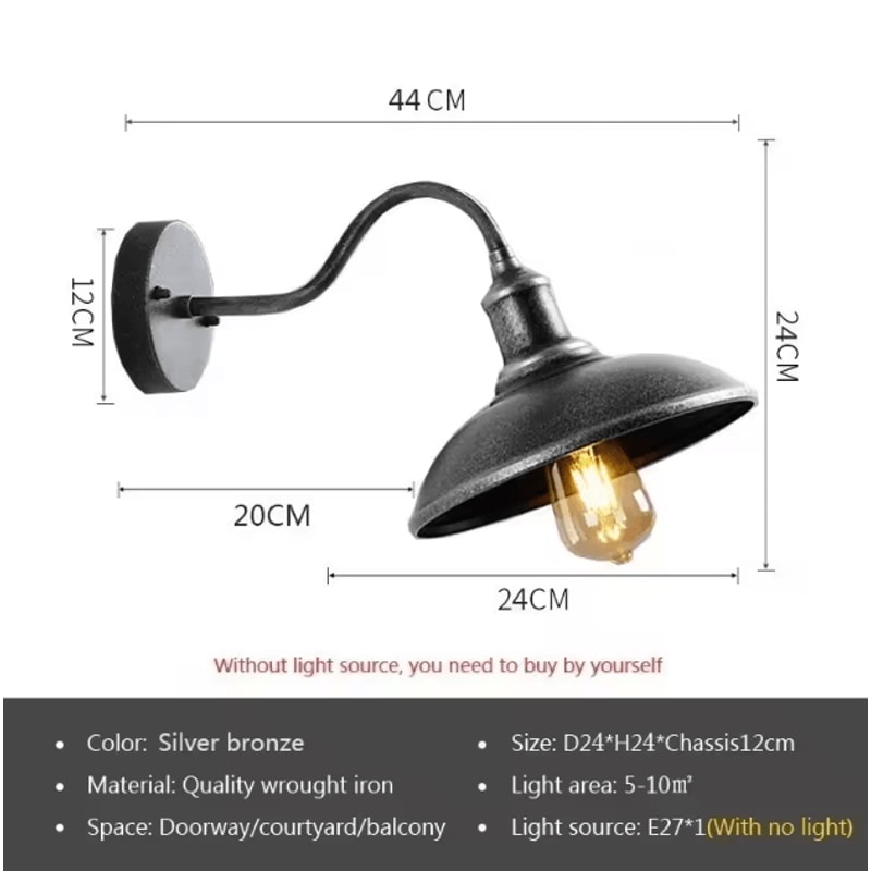 Retro Waterproof Outdoor Wall Lamp With E27 Base Vintage Garden Porch Lighting Fixture 7