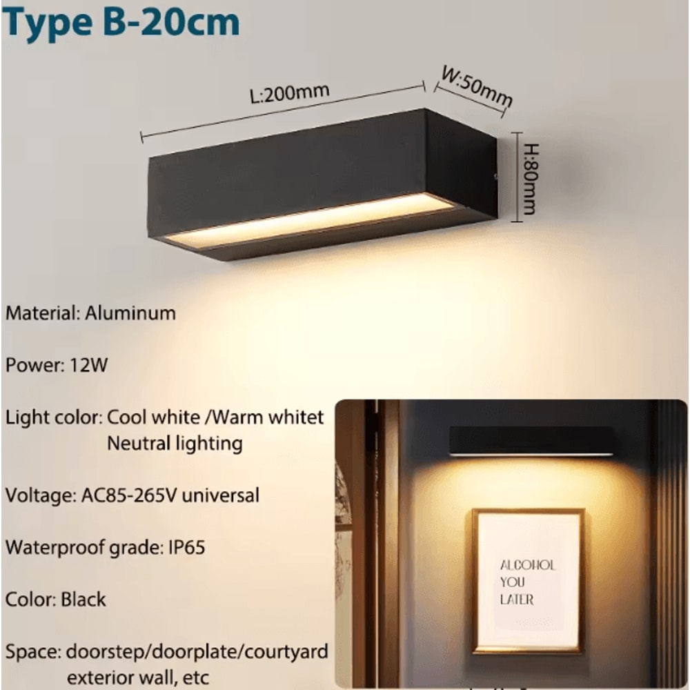 Modern Aluminum LED Outdoor Wall Sconce IP65 Waterproof Porch Garage Light Fixture 3