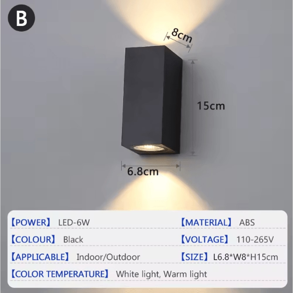 Modern IP65 Waterproof Up Down LED Wall Lamp Outdoor Porch Garden Light 3