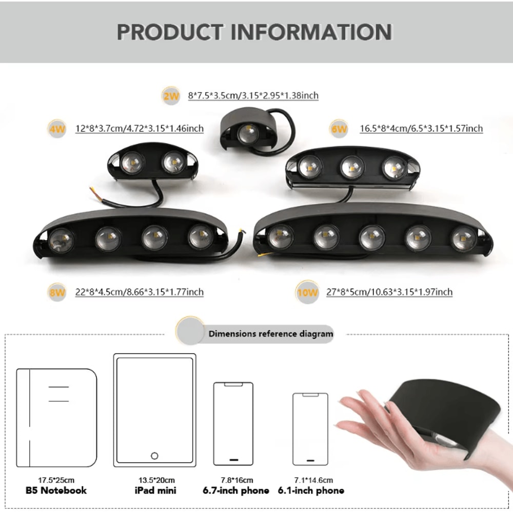 Modern Aluminum LED Waterproof Wall Lamp IP65 Indoor Outdoor Wall Light 2