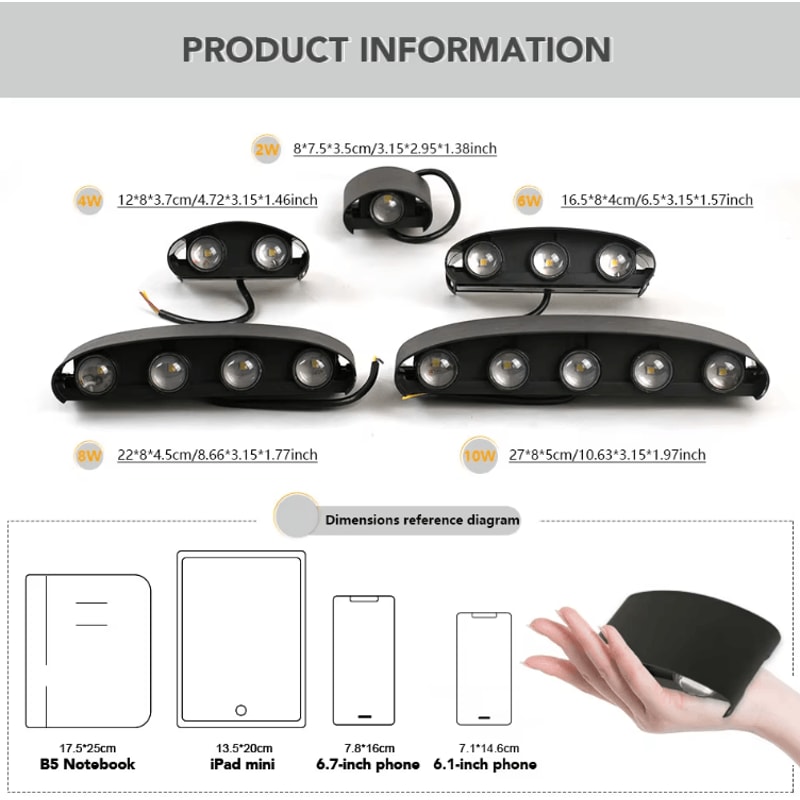 Modern Aluminum LED Waterproof Wall Lamp IP65 Indoor Outdoor Wall Light 2