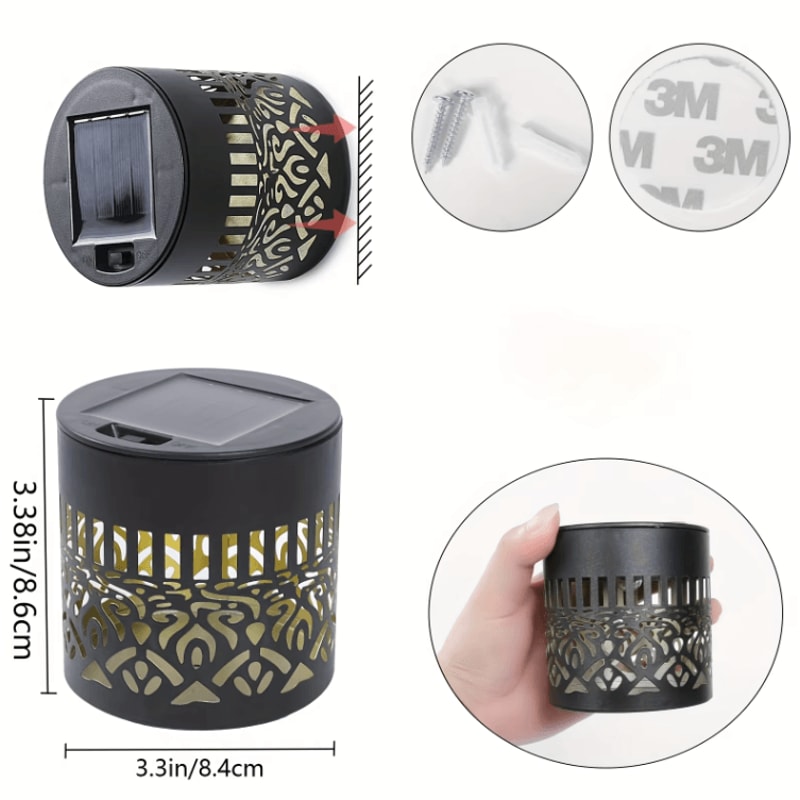 Solar Fence Wall Lights With Decorative CutOut Design Waterproof LED Garden Patio Lights 2