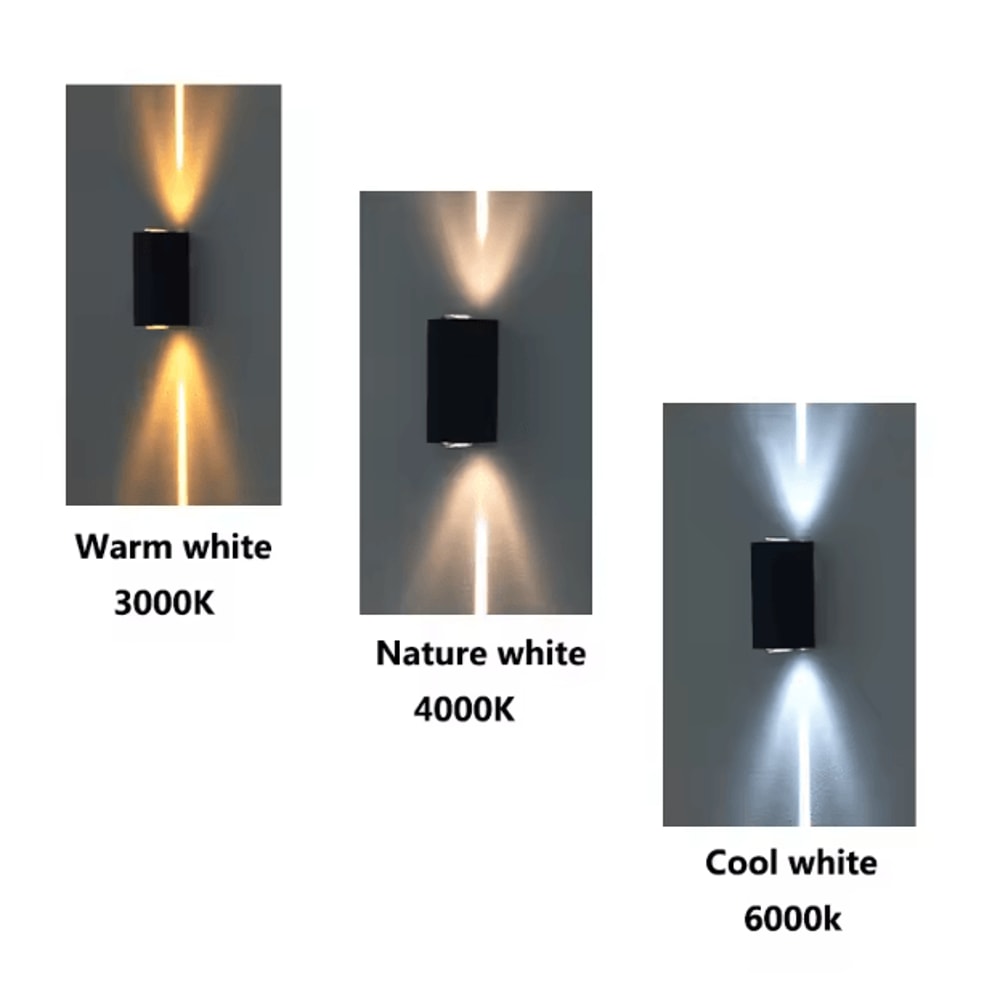 Modern Silver Aluminum Up Down LED Wall Sconce IP65 Waterproof Outdoor Porch Light 6W 1