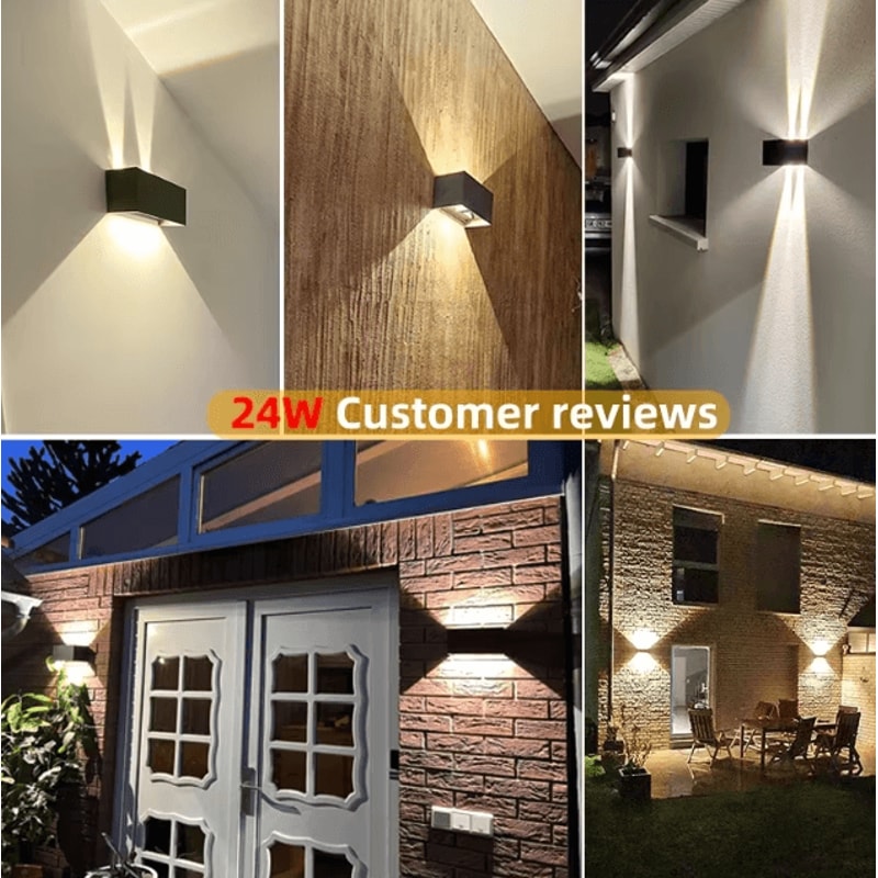 Modern Aluminum LED Up Down Wall Lamp IP65 Waterproof Porch Garden Light 12W24W 2