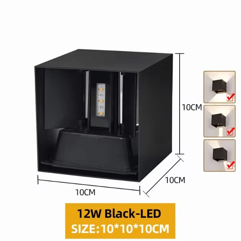 Modern Aluminum LED Up Down Wall Lamp IP65 Waterproof Porch Garden Light 12W24W 3