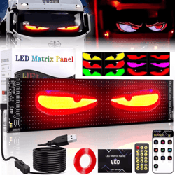 programmable devil eyes led display – flexible rgb scrolling sign for car & store