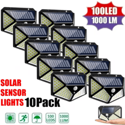 100 led solar motion sensor wall light – waterproof wireless garden security lamp