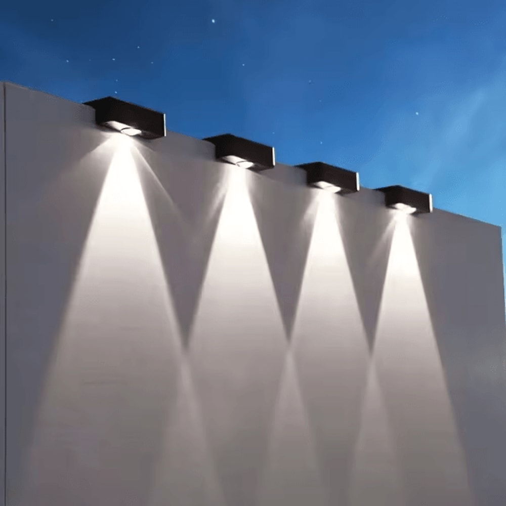 Modern Square Solar Wall Lights IP65 Waterproof Wireless Garden Fence Lamp 3