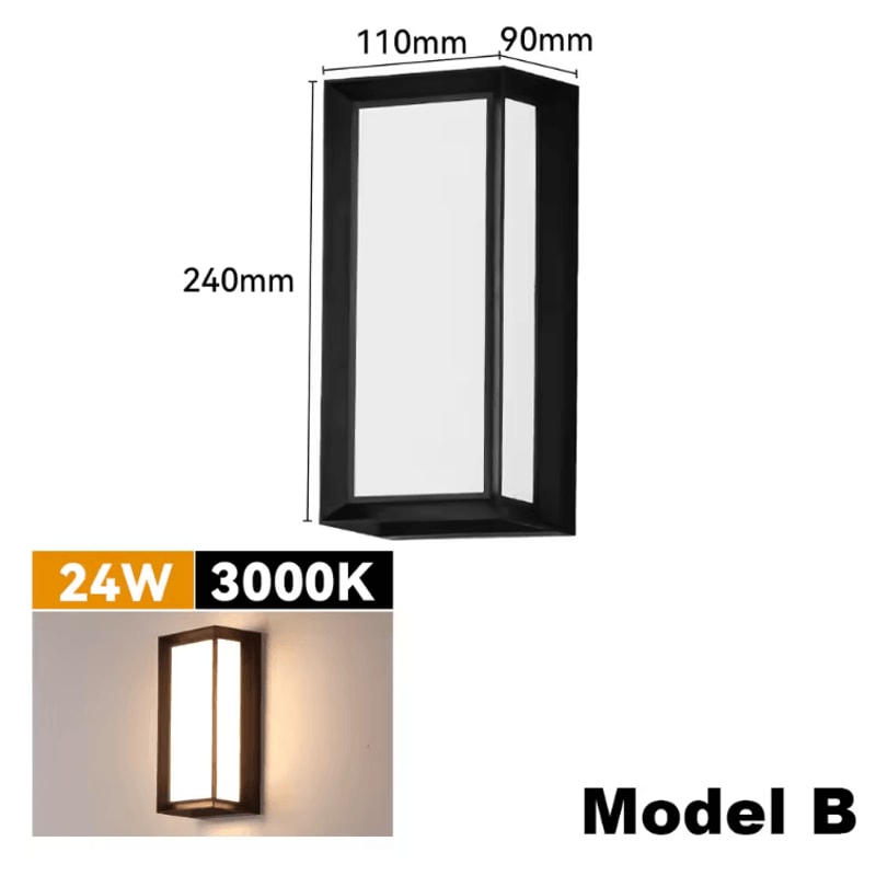 24W IP65 Waterproof LED Outdoor Wall Lamp Modern Porch Garden Light 5