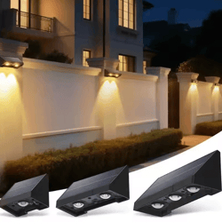 solar fence address wall light – waterproof warm white led garden & house number lamp