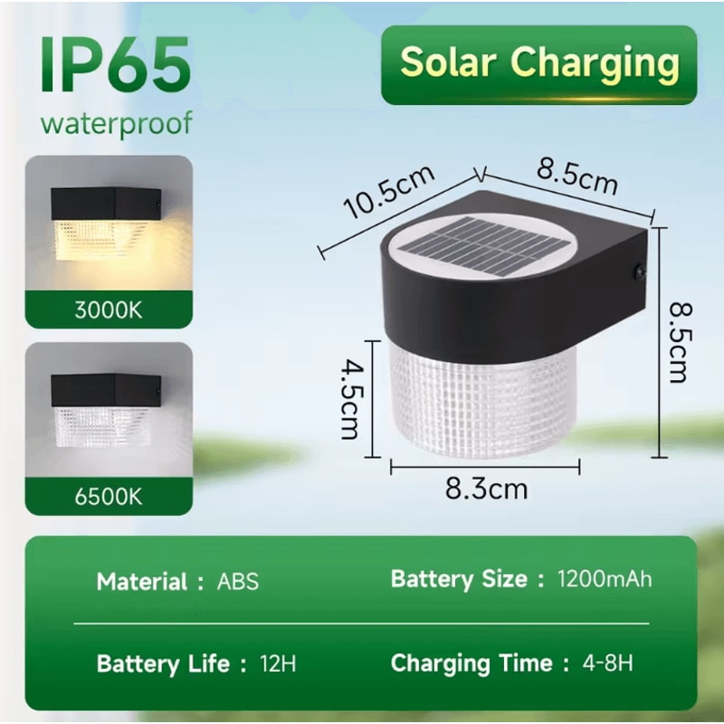 Solar Up Down Waterproof Wall Lamp Warm White Garden Balcony Light 6