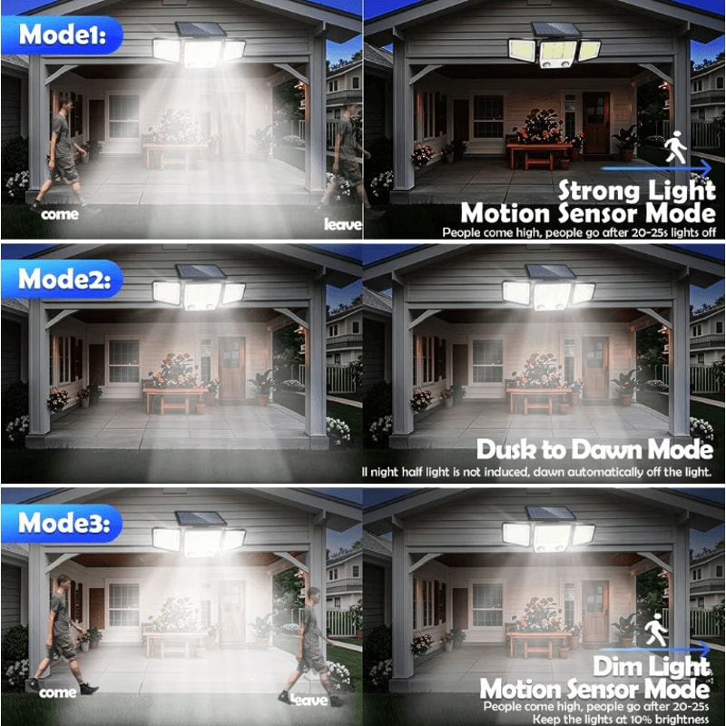 3Head Solar Motion Sensor Flood Light 236 LED Waterproof Outdoor Security Lamp 1