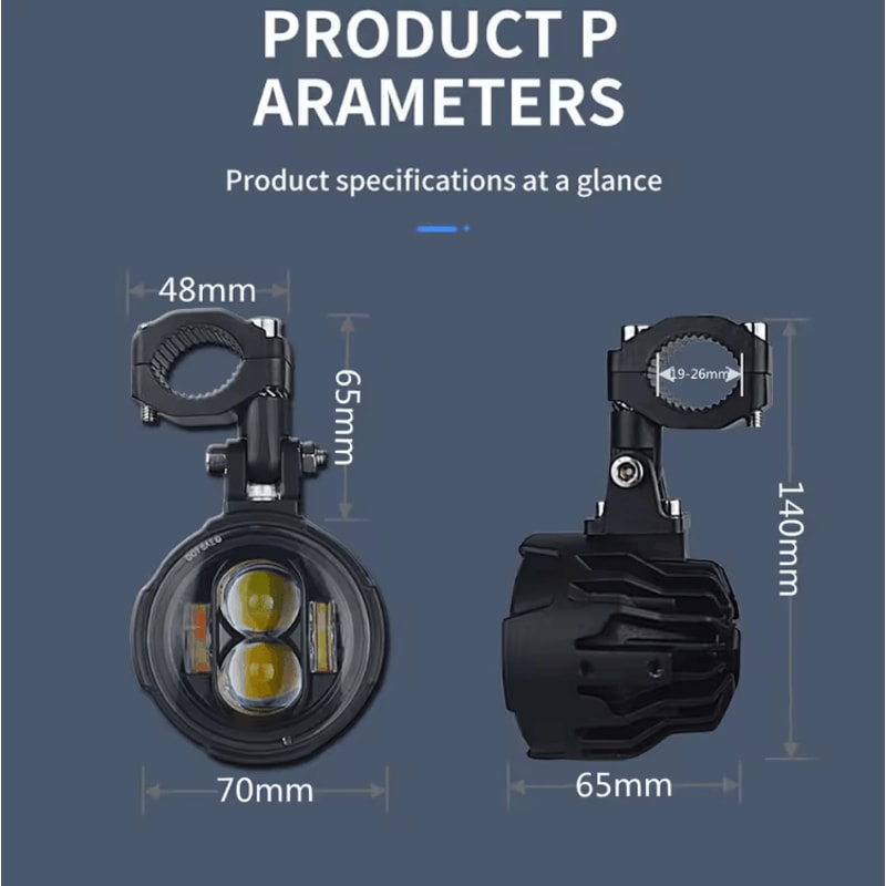 100W DualColor Motorcycle LED Fog Lights Auxiliary Driving Spotlights Pair 1