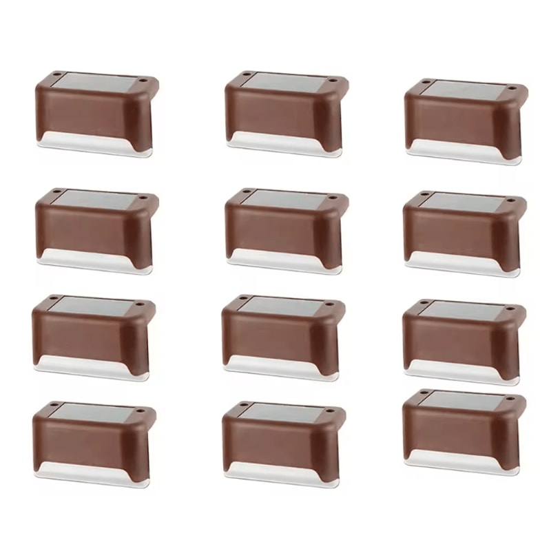 Warm White Solar Step Lights IP65 Waterproof LED Fence Garden Wall Lamp 6