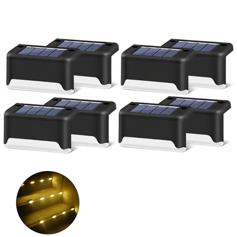 Warm White Solar Step Lights IP65 Waterproof LED Fence Garden Wall Lamp 7