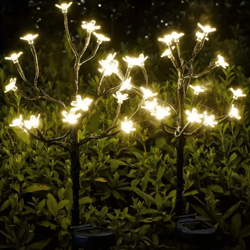 solar cherry blossom branch lights – waterproof led garden fairy lights with 2 lighting modes