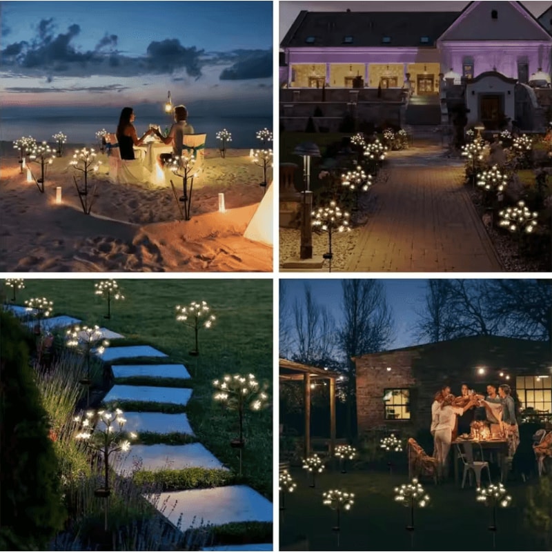 Solar Cherry Blossom Branch Lights Waterproof LED Garden Fairy Lights With 2 Lighting Modes 4