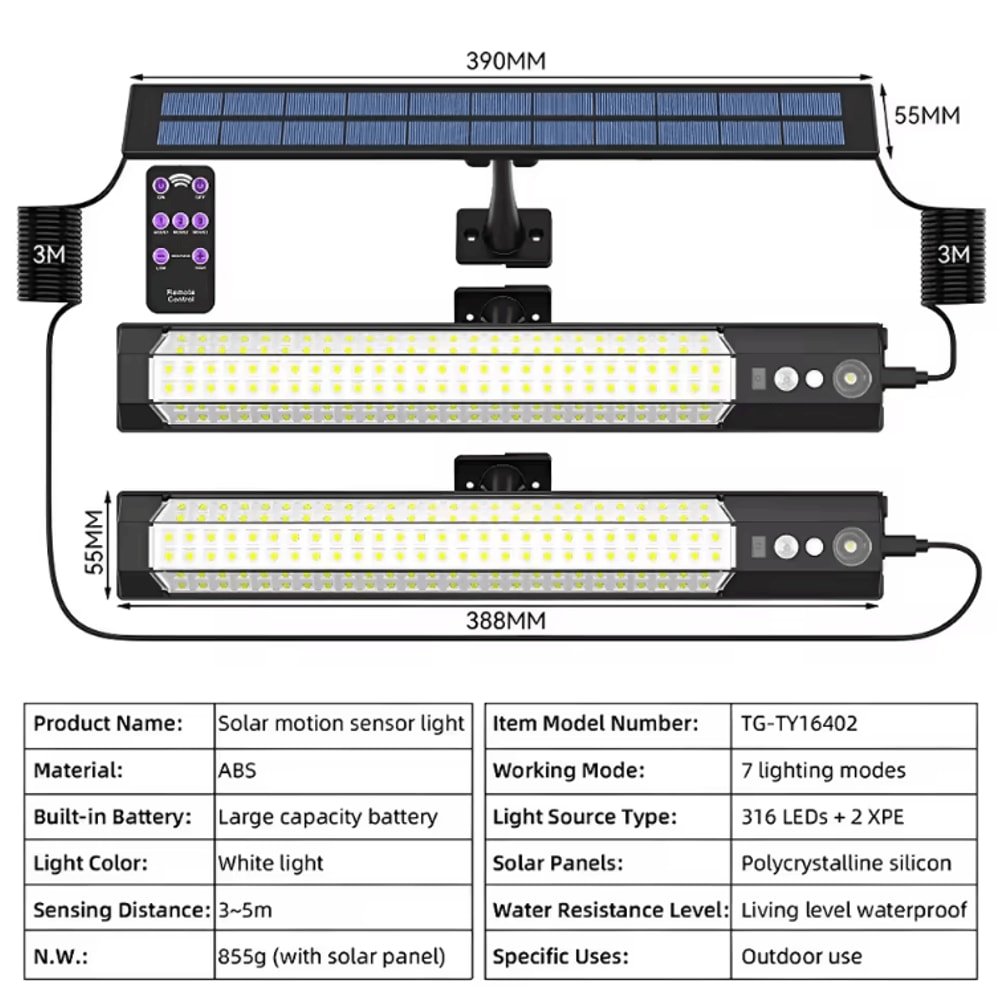 316158 LED Solar Motion Sensor Wall Light Waterproof Outdoor Security Lamp 4