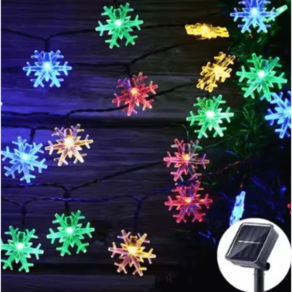 Solar Snowflake Fairy String Lights Waterproof Outdoor Holiday Decoration 0
