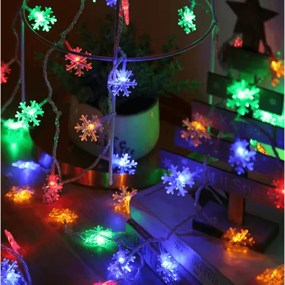 Solar Snowflake Fairy String Lights Waterproof Outdoor Holiday Decoration 1
