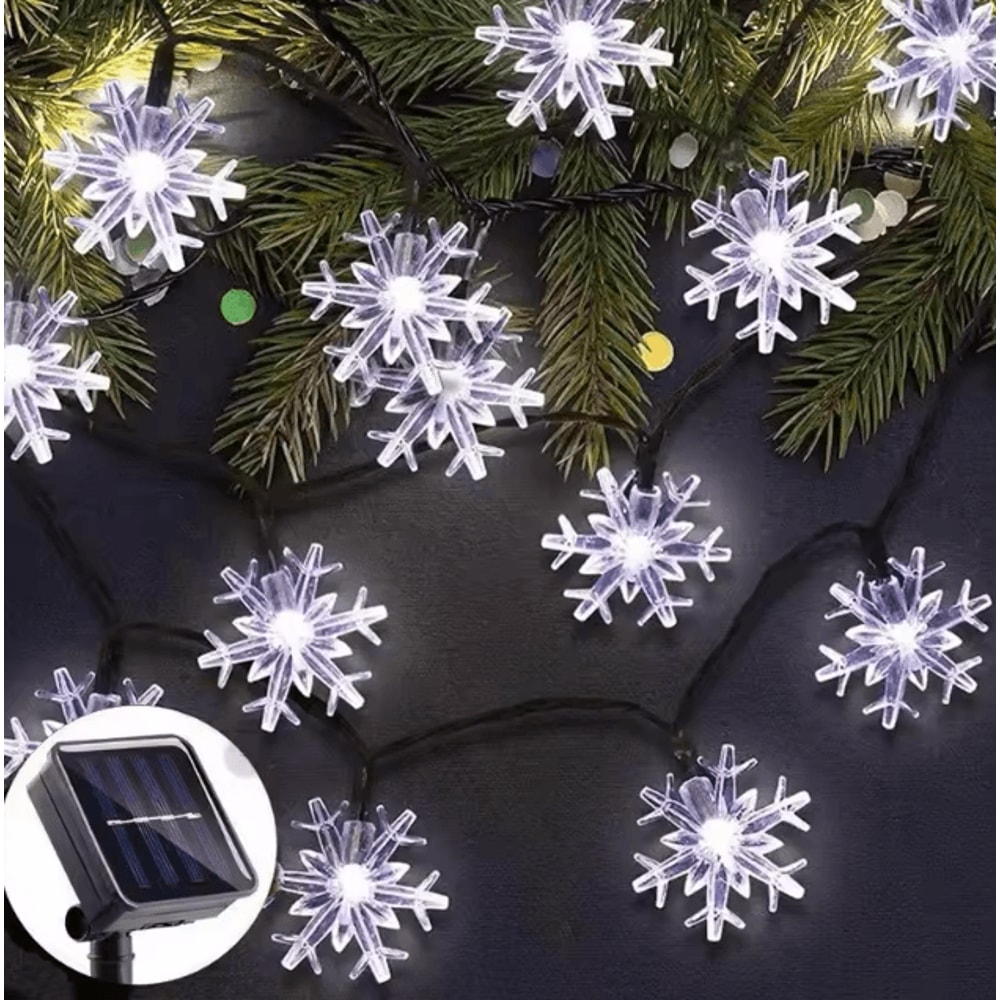 Solar Snowflake Fairy String Lights Waterproof Outdoor Holiday Decoration 3
