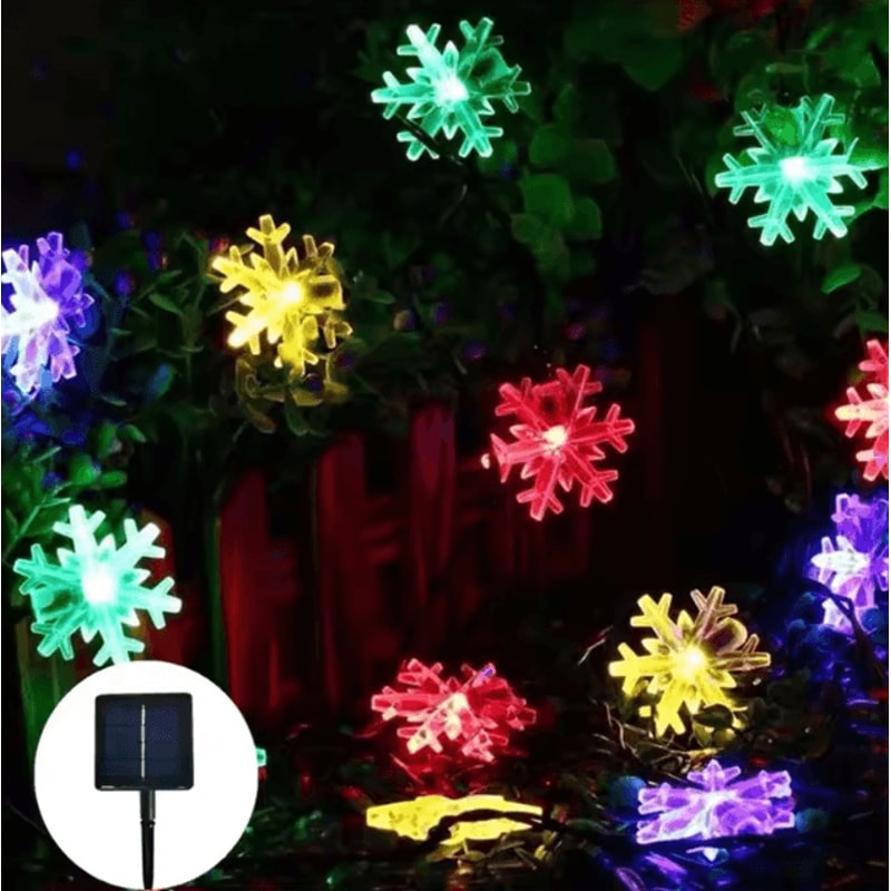 Solar Snowflake Fairy String Lights Waterproof Outdoor Holiday Decoration 4