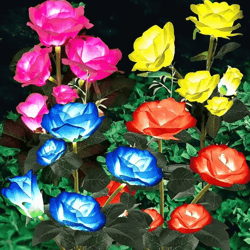 solar rose garden lights – 5-head led flower landscape pathway decor solar pathway lights led flower garden lights