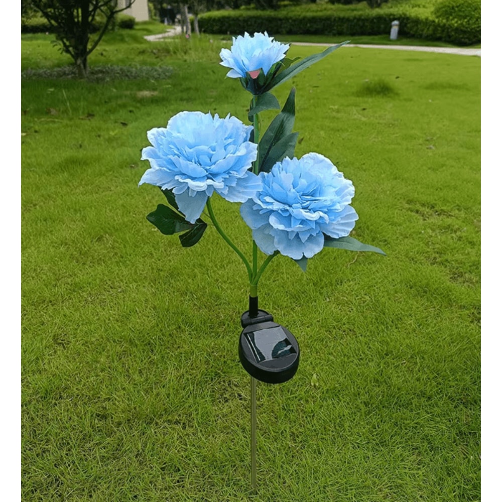 Solar Peony Flower Garden Lights 3Head Pink Waterproof LED Outdoor Pathway Decor 3