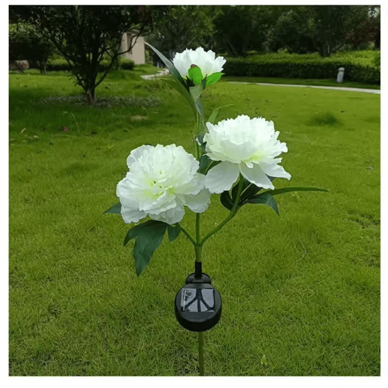 Solar Peony Flower Garden Lights 3Head Pink Waterproof LED Outdoor Pathway Decor 5