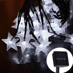 solar star string lights outdoor – led solar powered fairy lights for patio garden wedding decor