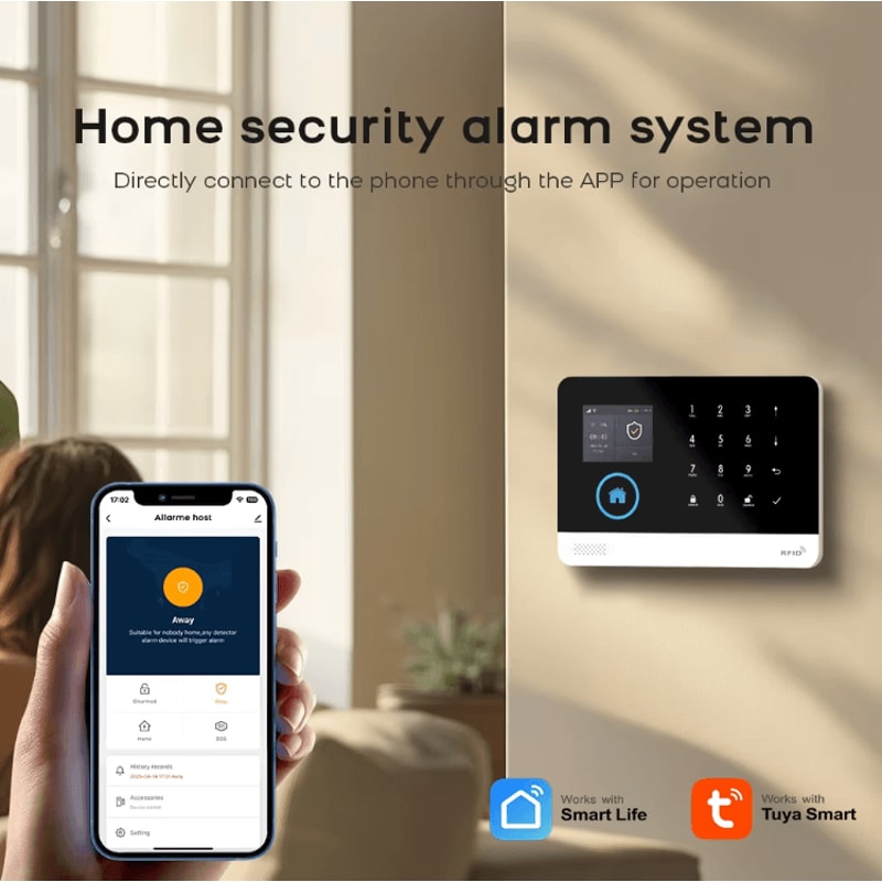 PGST WiFi GSM Tuya Smart Home Alarm System Wireless Security Kit With Door Motion Sensors 0