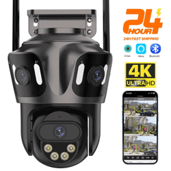 three-screen 4k dual-lens ptz wifi security camera – outdoor ai human detection cctv