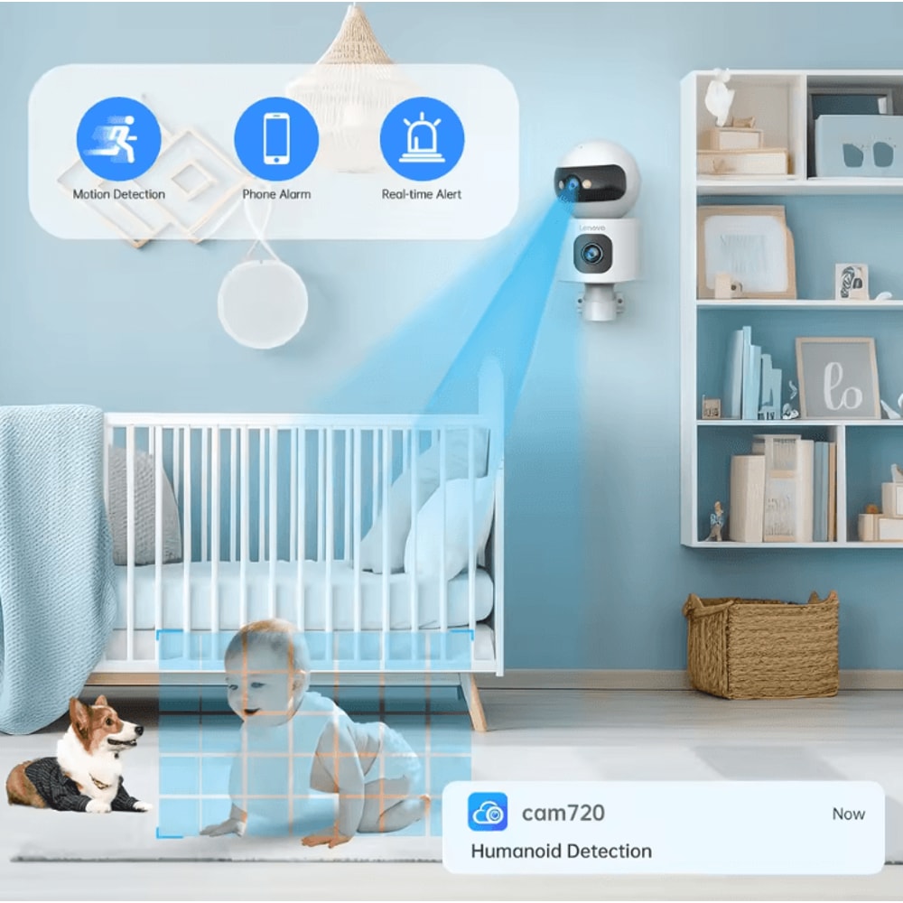Lenovo 4K DualLens WiFi PTZ Security Camera Smart AutoTracking CCTV With Night Vision 2