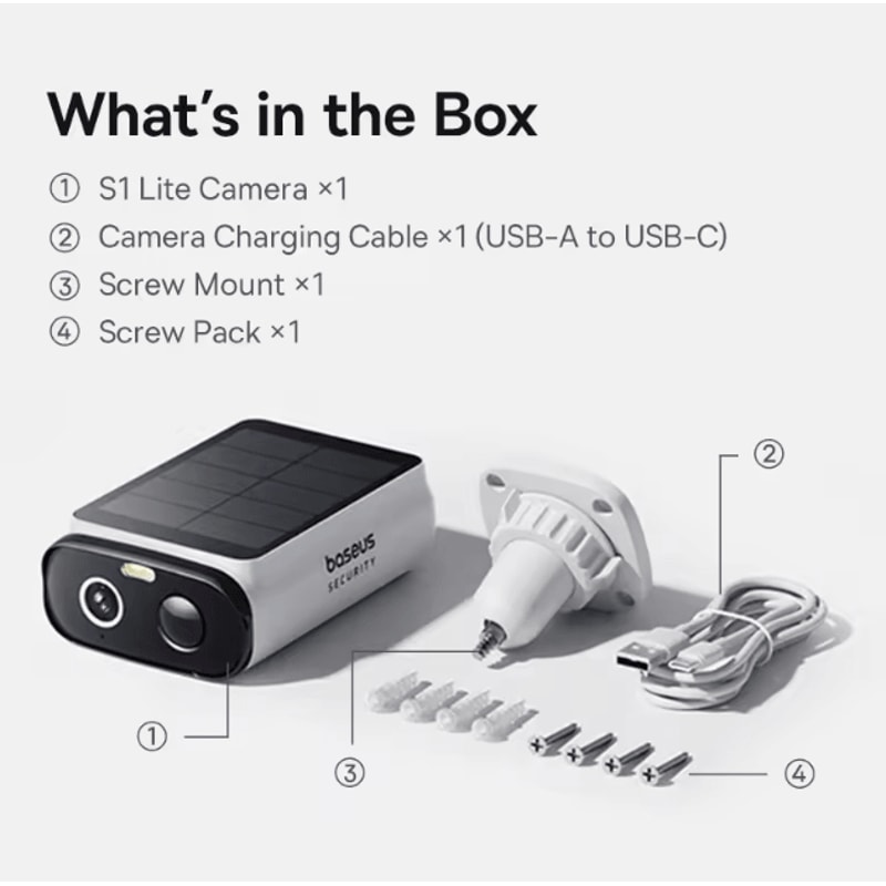 Baseus S1 Lite Solar Security Camera 2K Wireless Outdoor Camera With AI Motion Detection Color Ni 2