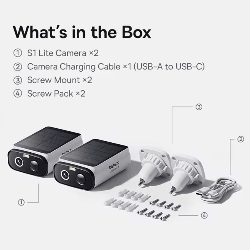 Baseus S1 Lite Solar Security Camera 2K Wireless Outdoor Camera With AI Motion Detection Color Ni 3