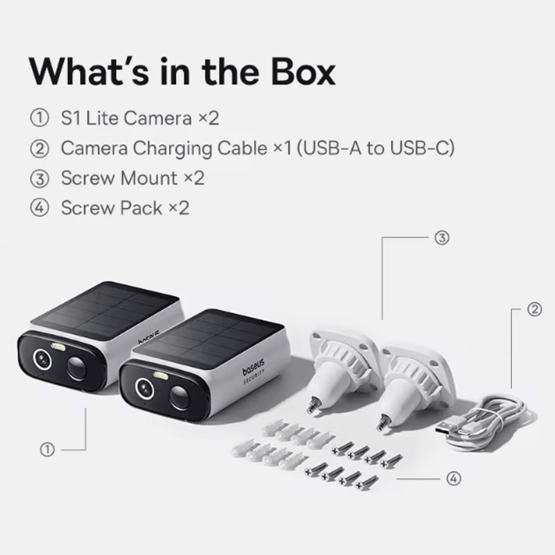 Baseus S1 Lite Solar Security Camera 2K Wireless Outdoor Camera With AI Motion Detection Color Ni 3