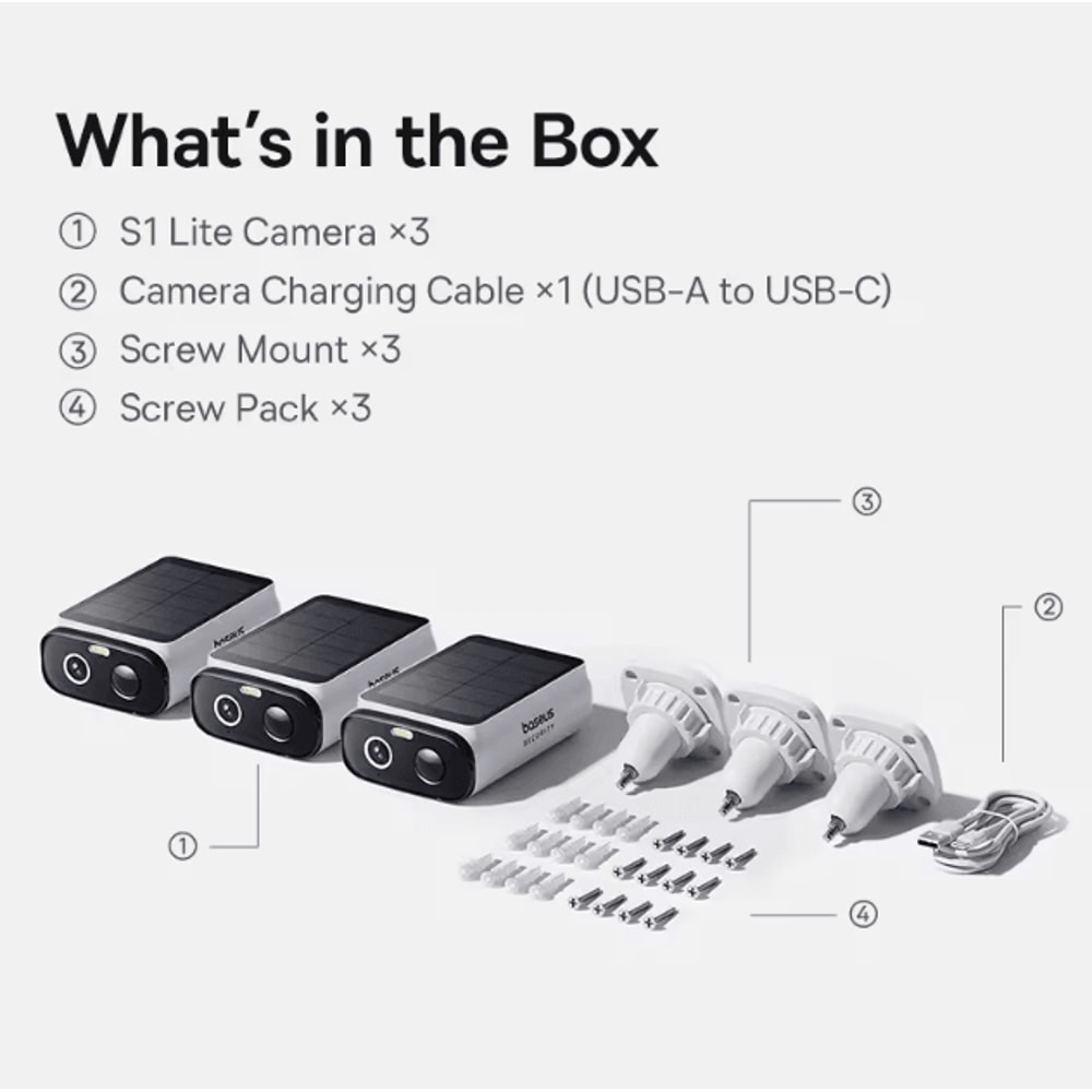 Baseus S1 Lite Solar Security Camera 2K Wireless Outdoor Camera With AI Motion Detection Color Ni 4