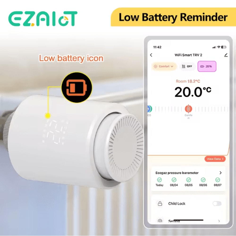 EZAIOT Tuya ZigBee Smart TRV Thermostat Wireless Radiator Valve Temperature Controller With Alexa 0