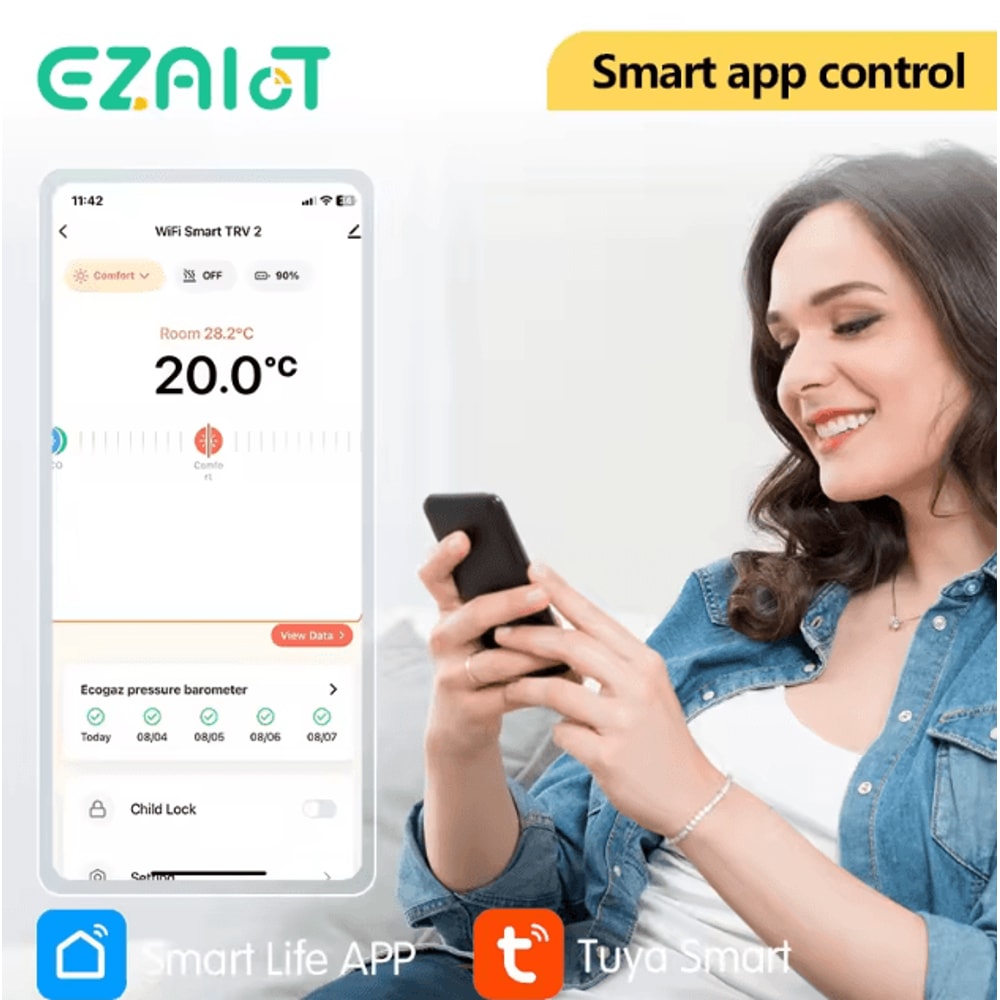 EZAIOT Tuya ZigBee Smart TRV Thermostat Wireless Radiator Valve Temperature Controller With Alexa 1