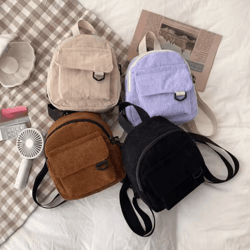 cute mini corduroy backpack – versatile student commuting & makeup travel bag