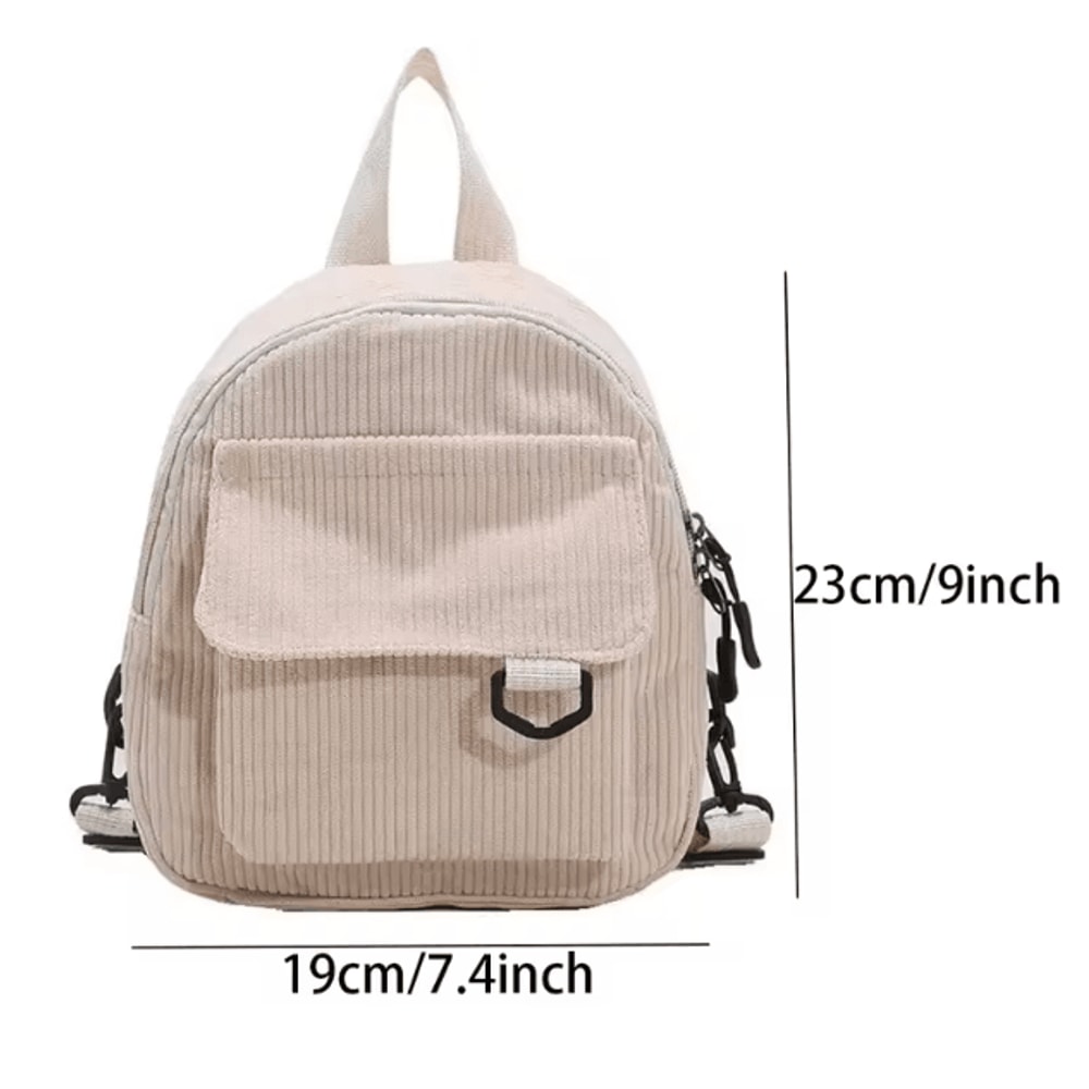 Cute Mini Corduroy Backpack Versatile Student Commuting Makeup Travel Bag 1