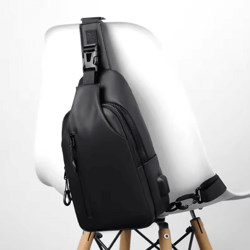 mens usb charging chest sling bag for commuting and trave