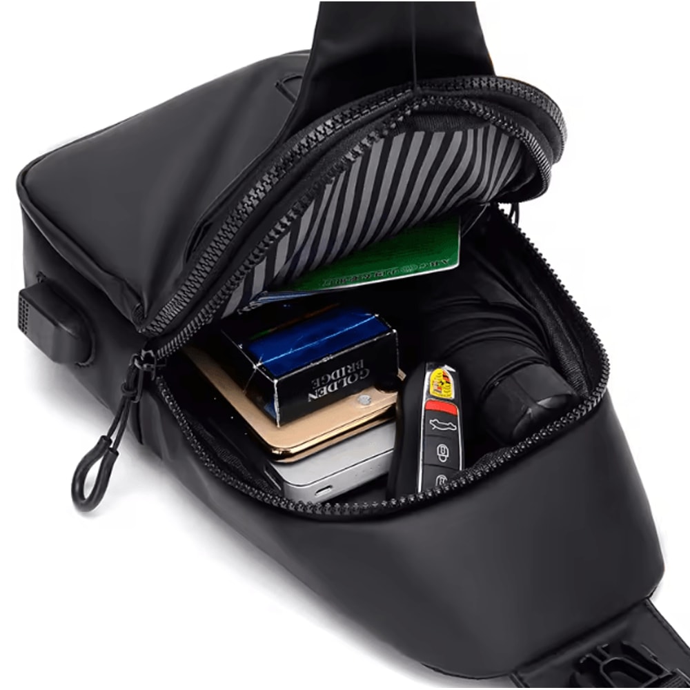 Mens USB Charging Chest Sling Bag For Commuting And Trave 2